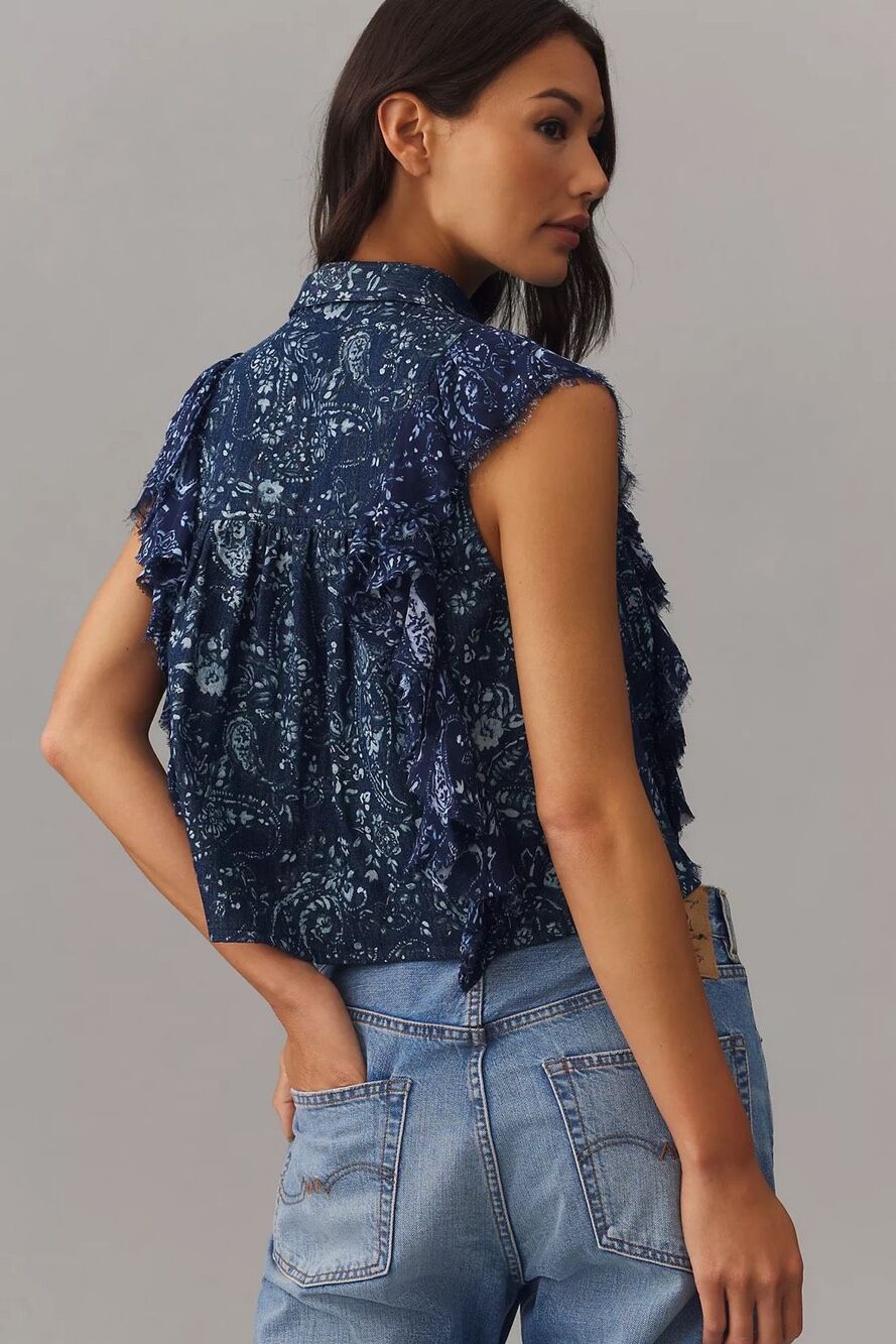 ✨Anthropologie Pilcro Sleeveless Buttondown Sz Large Blouse✨ - Picture 3 of 9